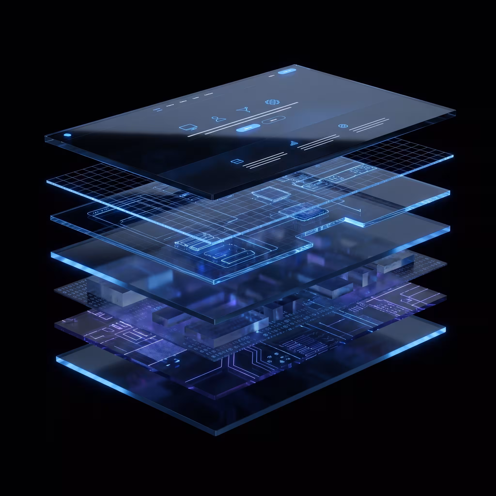 Futuristic web and app development preview